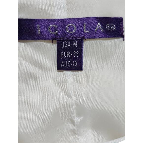 NICOLA Dress M Wool Blend Shift Dress Cap Sleeve Knee Length Dress W Embroidery - Picture 10 of 11